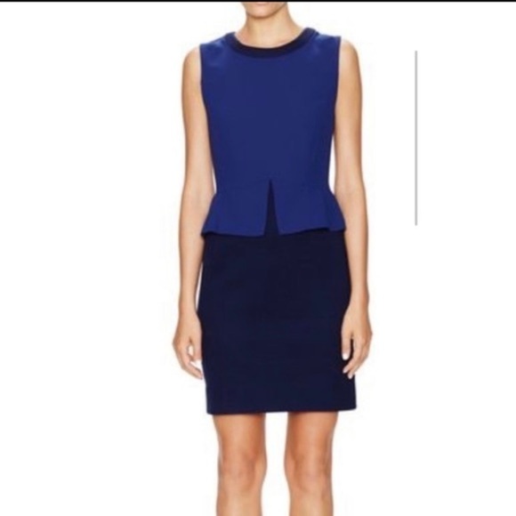 Sandro Blue Wool Blend Peplum Pencil Dress, Size S (1) - Picture 1 of 10